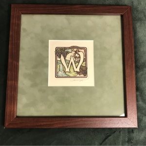 Letter W Monogram Initials “W” signed Alice Scott’s Alphabet Series Framed Art